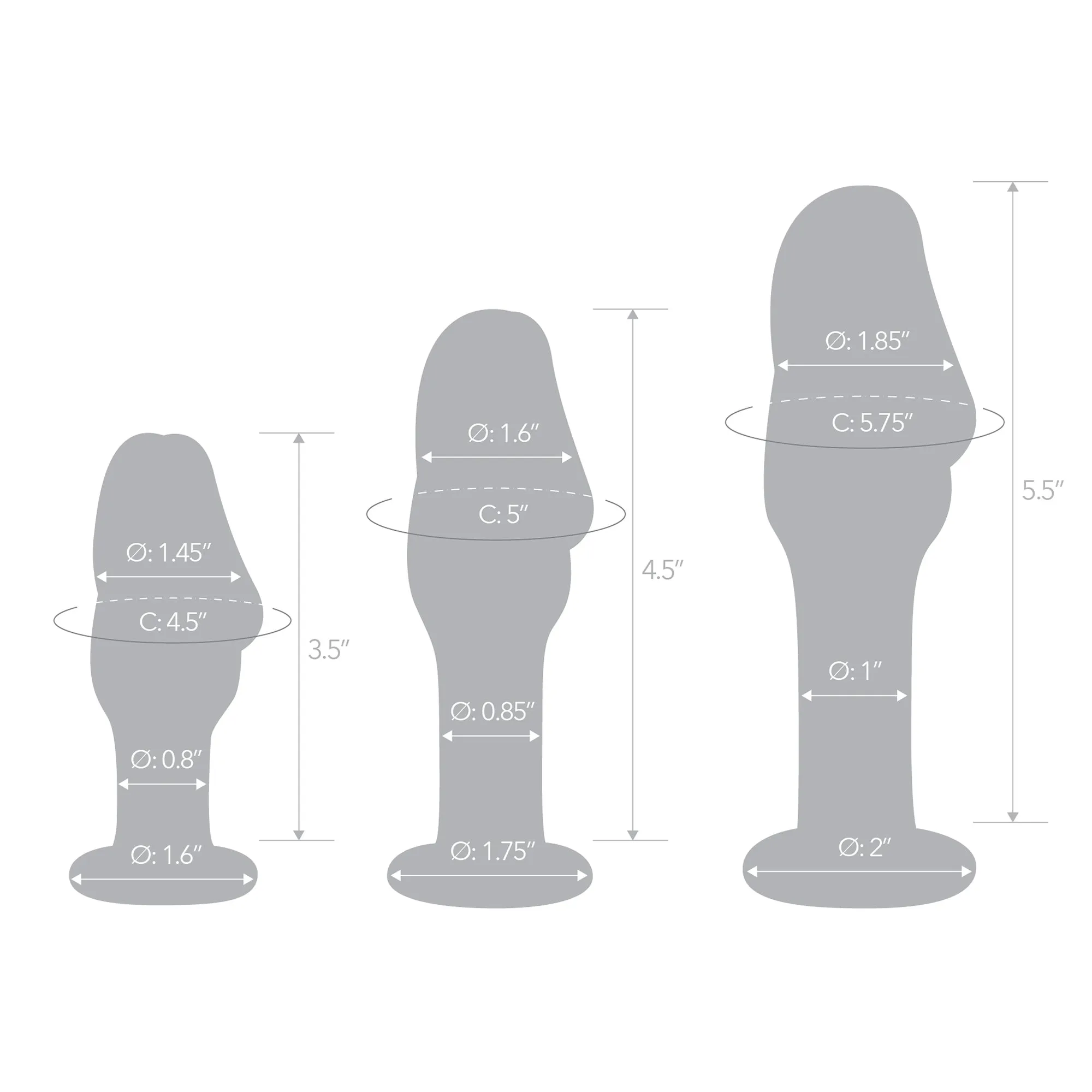 3PC Helmet Head 4", 5" & 6" Glass Anal Training Kit