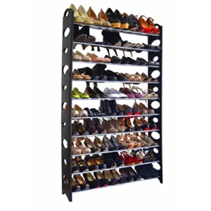 50 Pair 10 Tier Space Saving Storage Organizer Free Standing Shoe Tower Rack