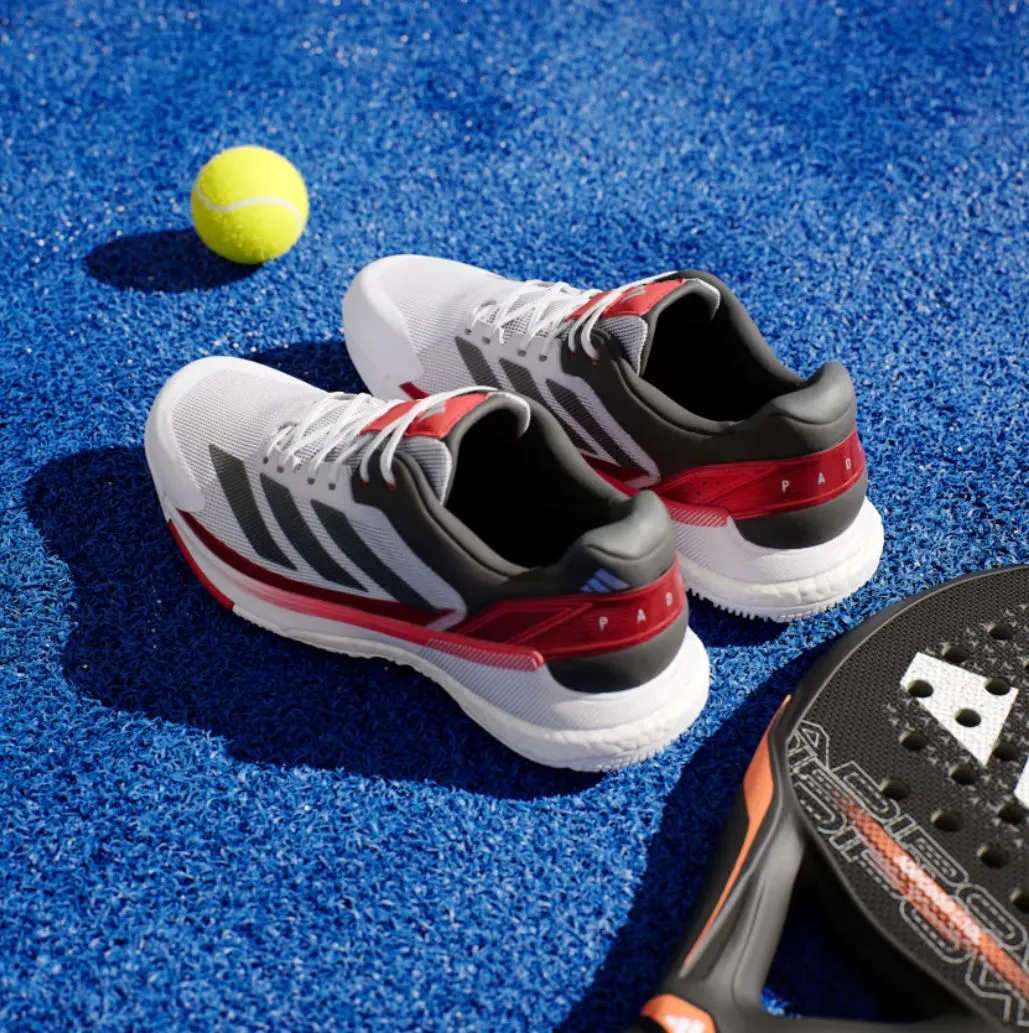 Adidas Crazyquick Boost Padel Shoes (Cloud White/Core Black/Lucid Red)