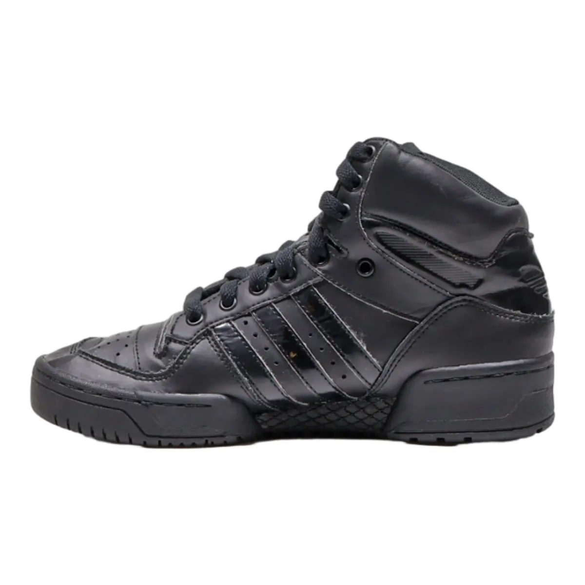 ADIDAS High Top Trainers Black Leather Womens UK 4.5