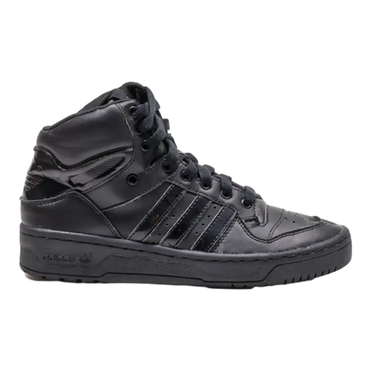 ADIDAS High Top Trainers Black Leather Womens UK 4.5