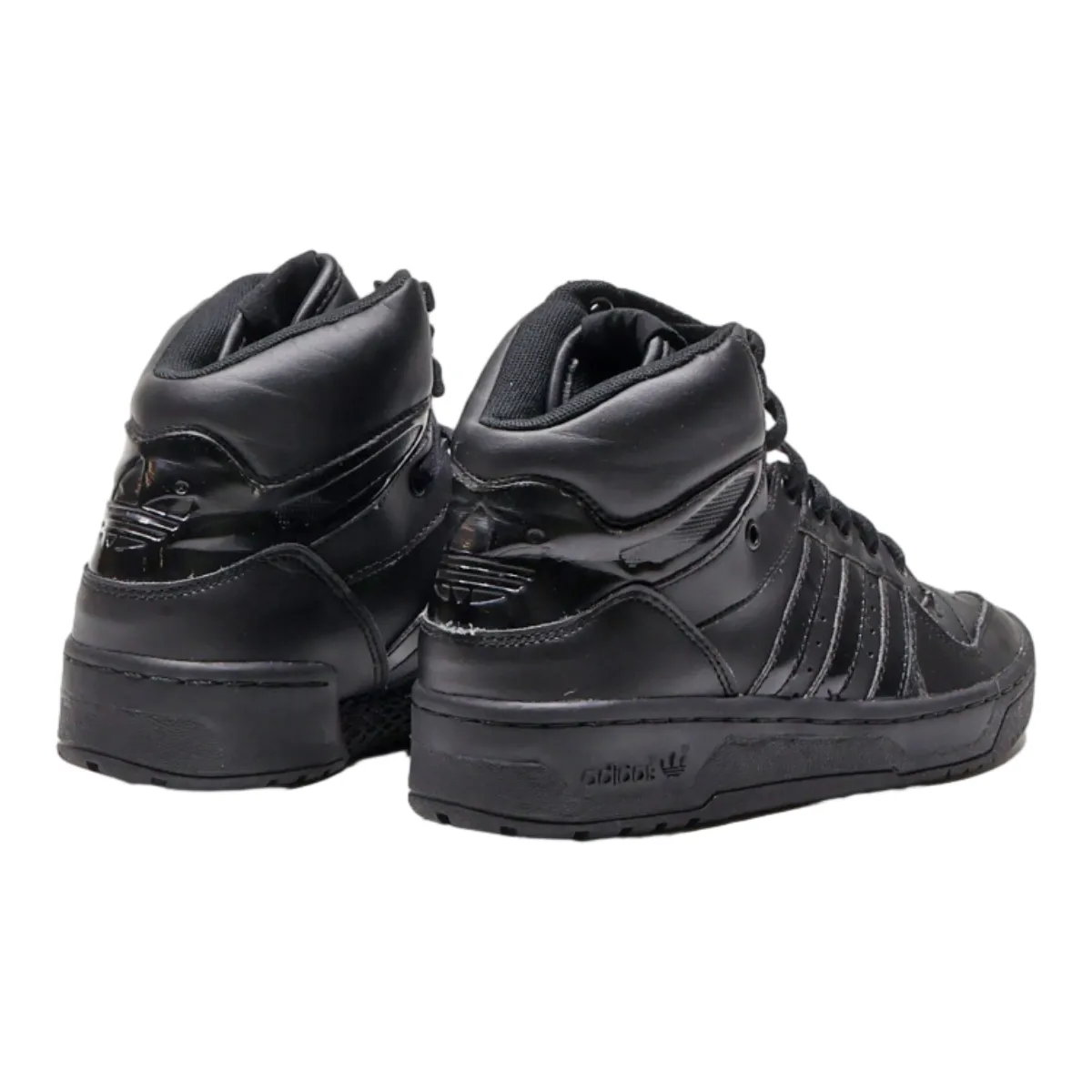 ADIDAS High Top Trainers Black Leather Womens UK 4.5