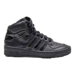 ADIDAS High Top Trainers Black Leather Womens UK 4.5