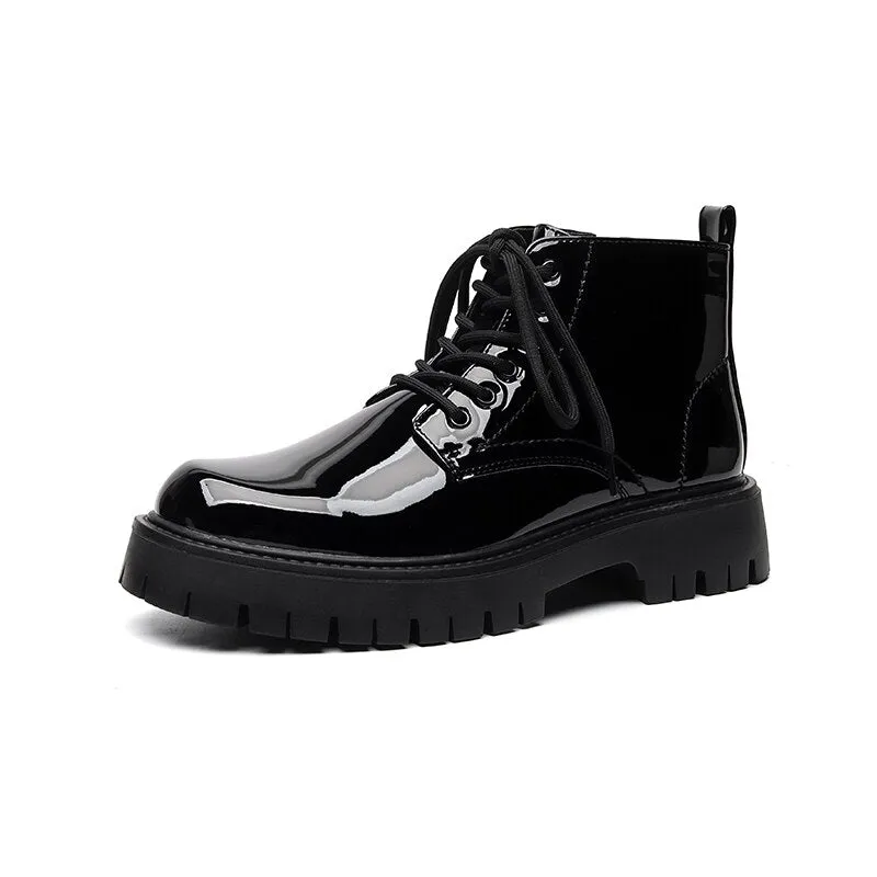 Amozae- Namsan Patent Chunky Sole Shoe Boots