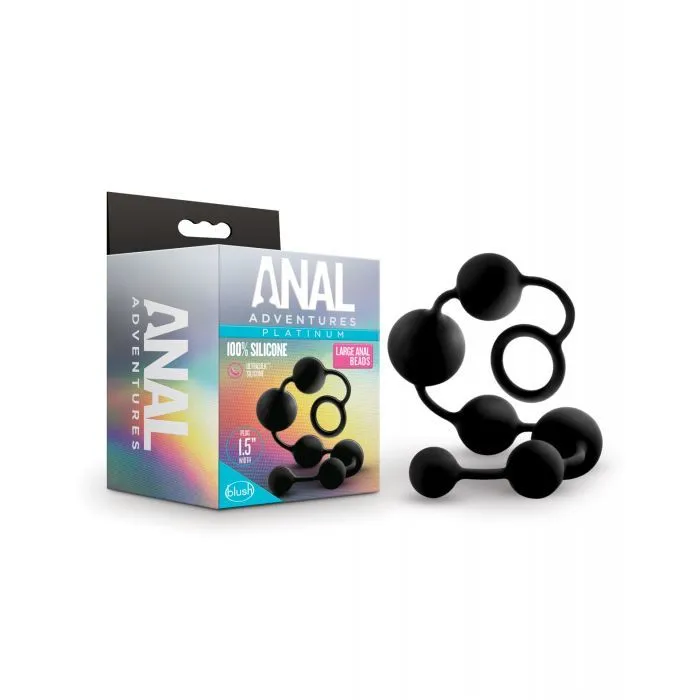 Anal Adventures 6 Large Silicone Anal Beads (Black)