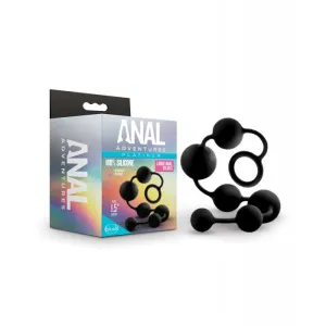 Anal Adventures 6 Large Silicone Anal Beads (Black)