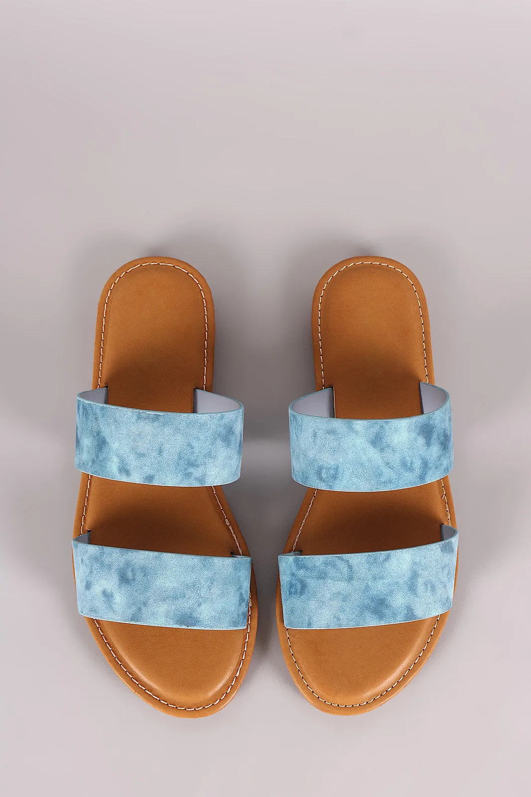 Bamboo Denim Double Band Slide Sandal