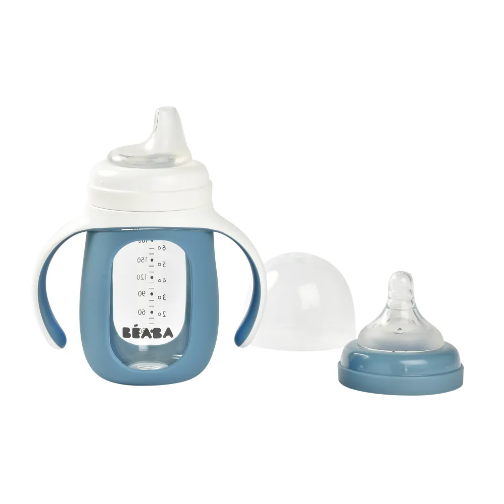 Beaba Glass Baby Bottle - Blue