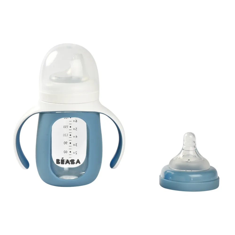 Beaba Glass Baby Bottle - Blue