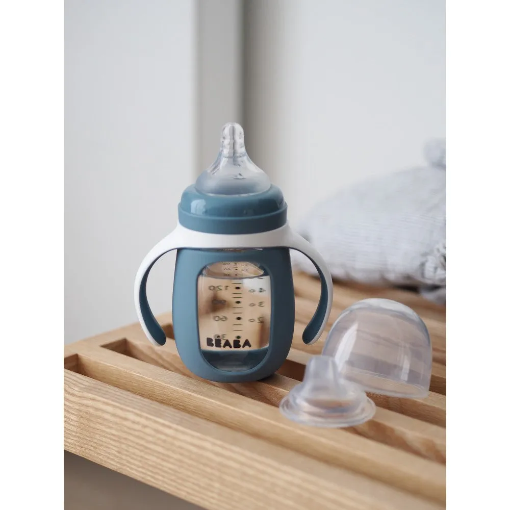 Beaba Glass Baby Bottle - Blue