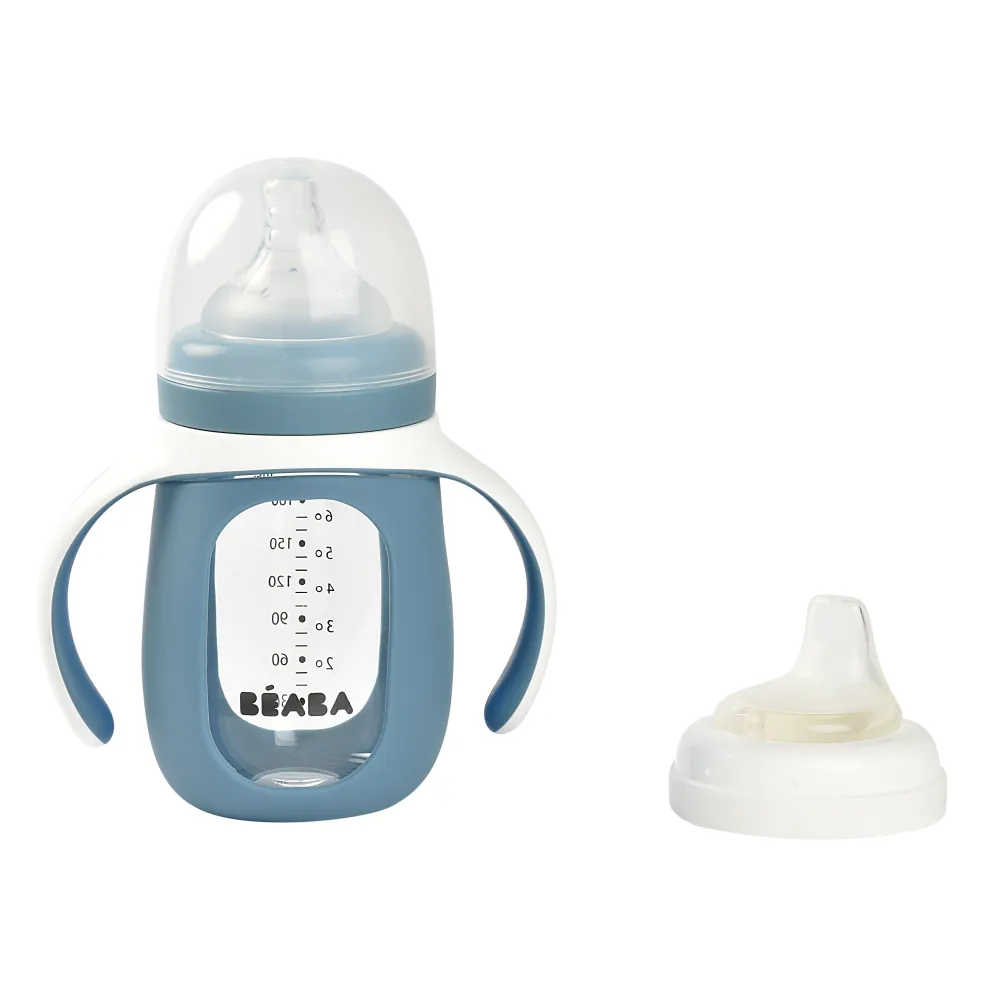 Beaba Glass Baby Bottle - Blue