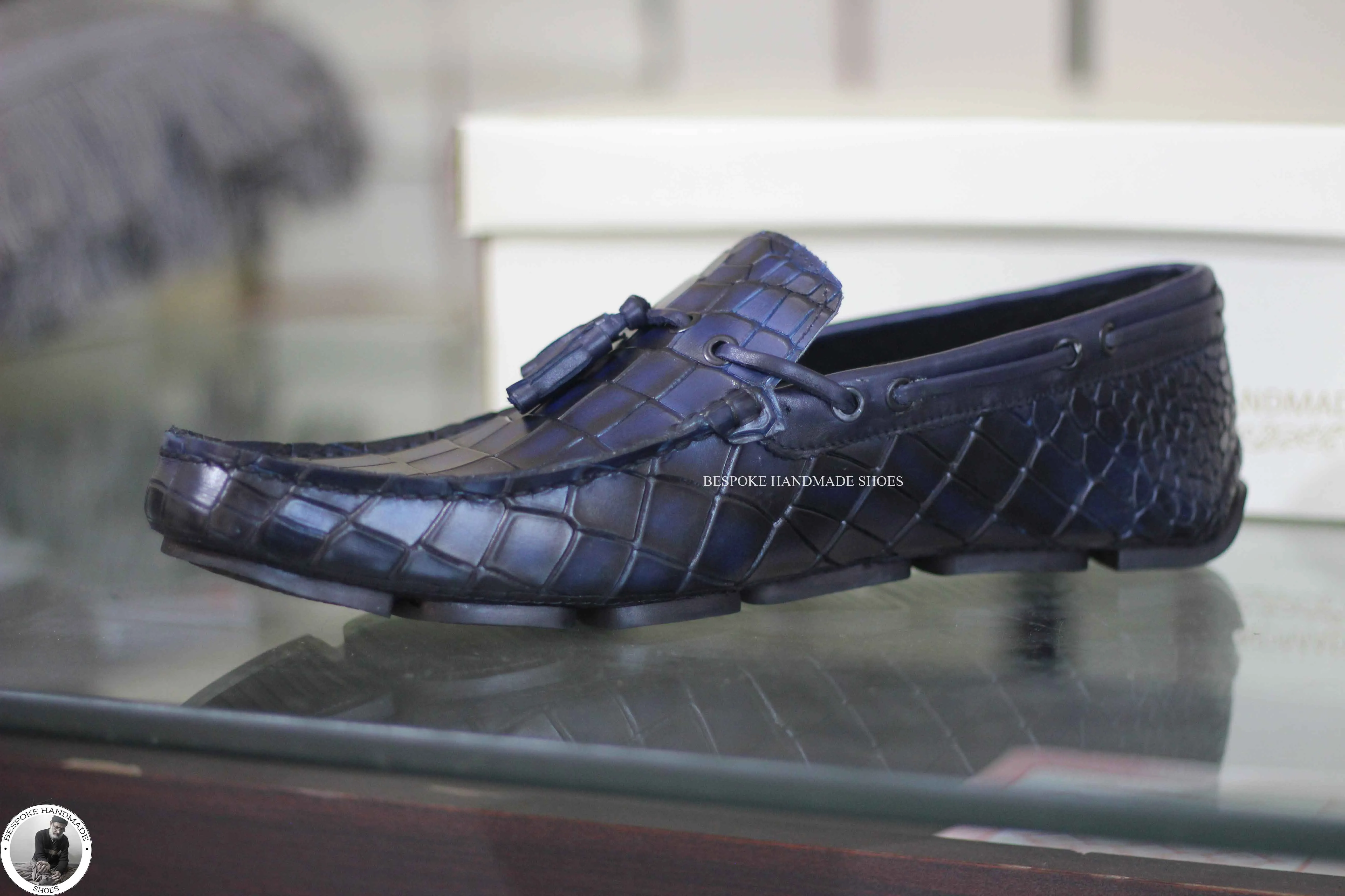 Bespoke Men's Handmade Black Leather Slip On Leather Tassel Loafer Casual Men's Shoes