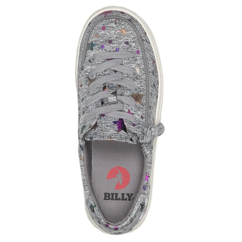 Billy Footwear (Kids)  - Low Top Grey Stars Canvas Shoes CLEARANCE