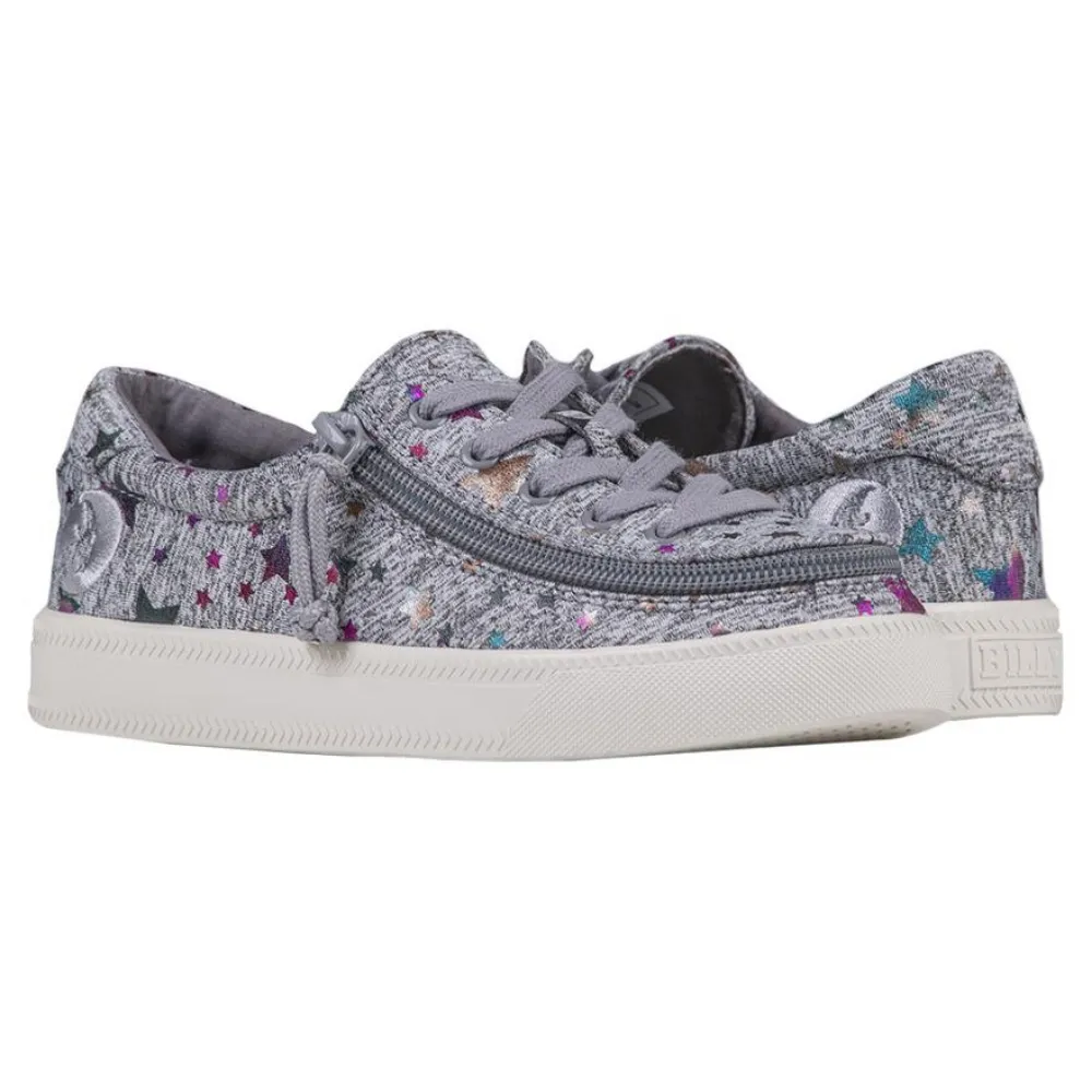 Billy Footwear (Kids)  - Low Top Grey Stars Canvas Shoes CLEARANCE