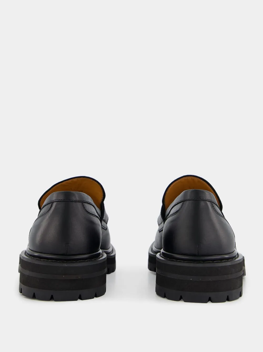 Black Leather Chunky Loafers