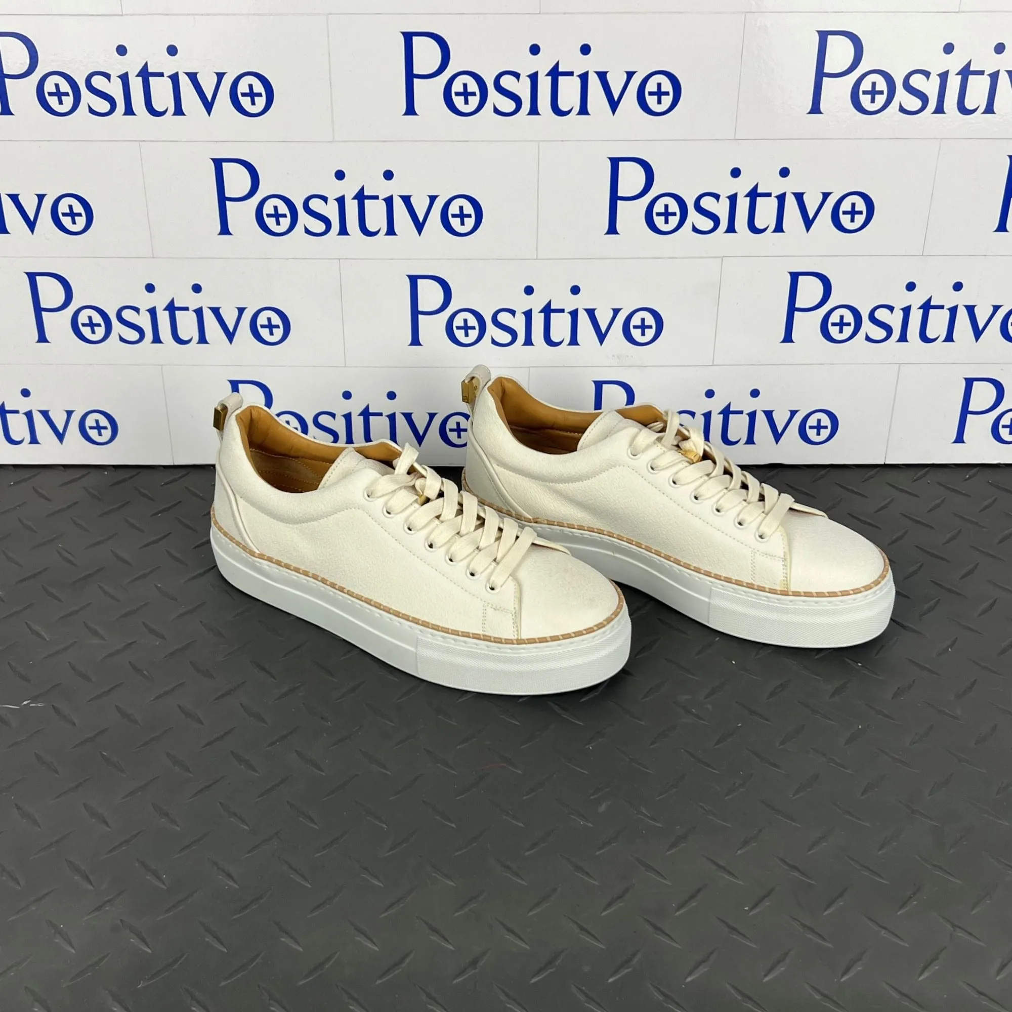 Buscemi Women's Tennis Crepone Off White Leather Sneakers SAMPLE