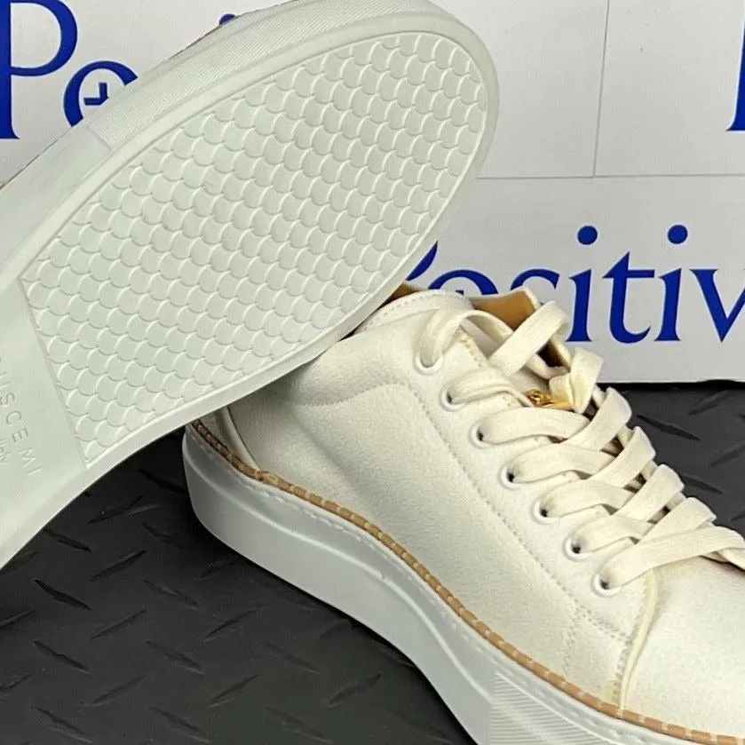 Buscemi Women's Tennis Crepone Off White Leather Sneakers SAMPLE