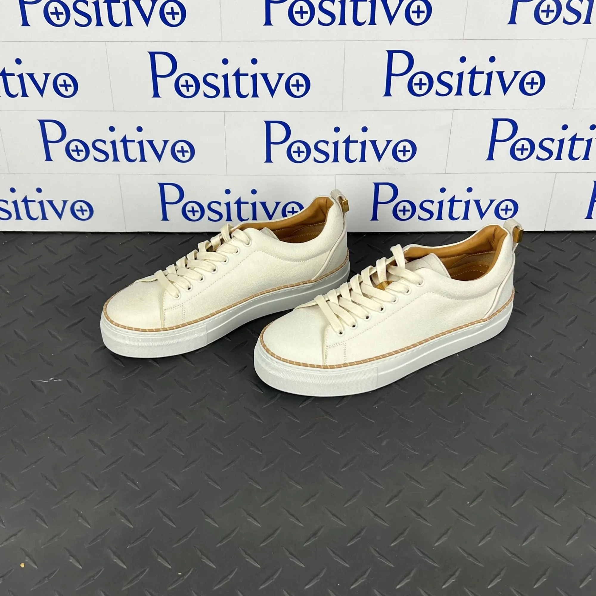 Buscemi Women's Tennis Crepone Off White Leather Sneakers SAMPLE