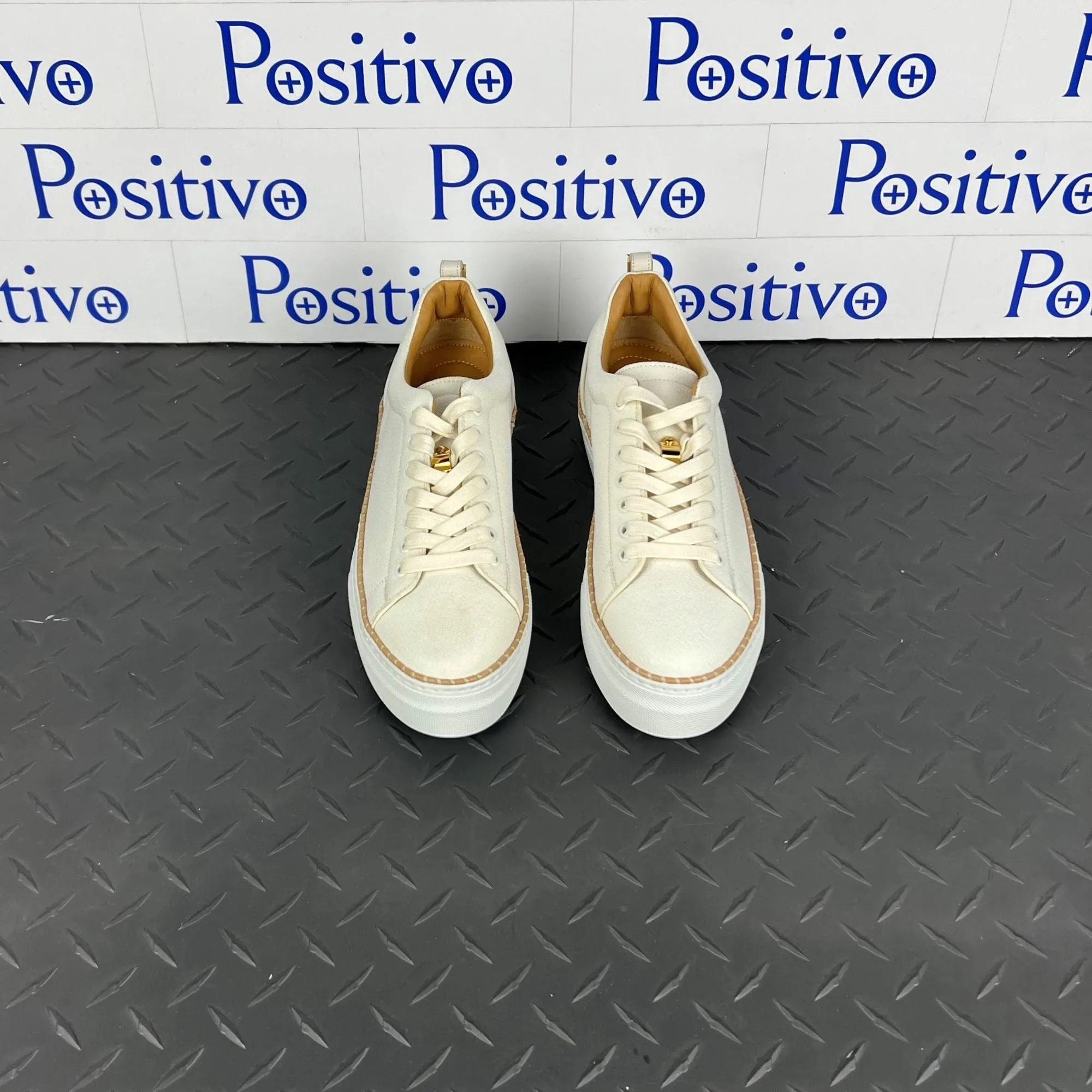 Buscemi Women's Tennis Crepone Off White Leather Sneakers SAMPLE