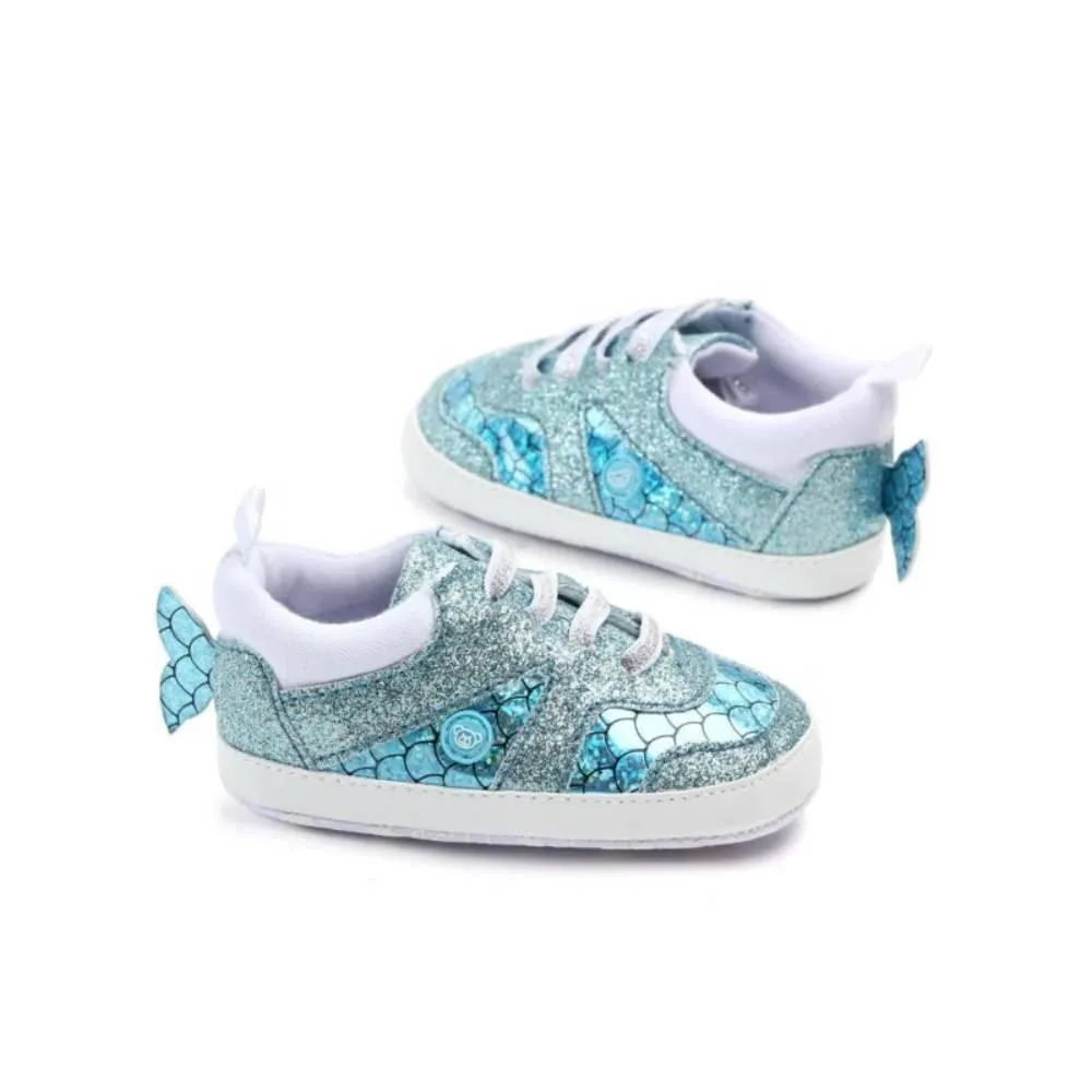 COTTNBABY Fish Tail Trim Sparkle Baby Crib Shoes