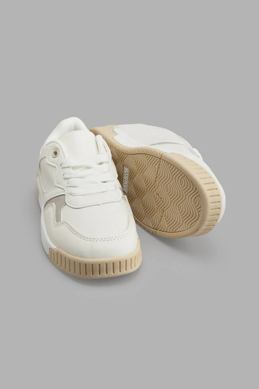 Cream Ribbed Sneaker