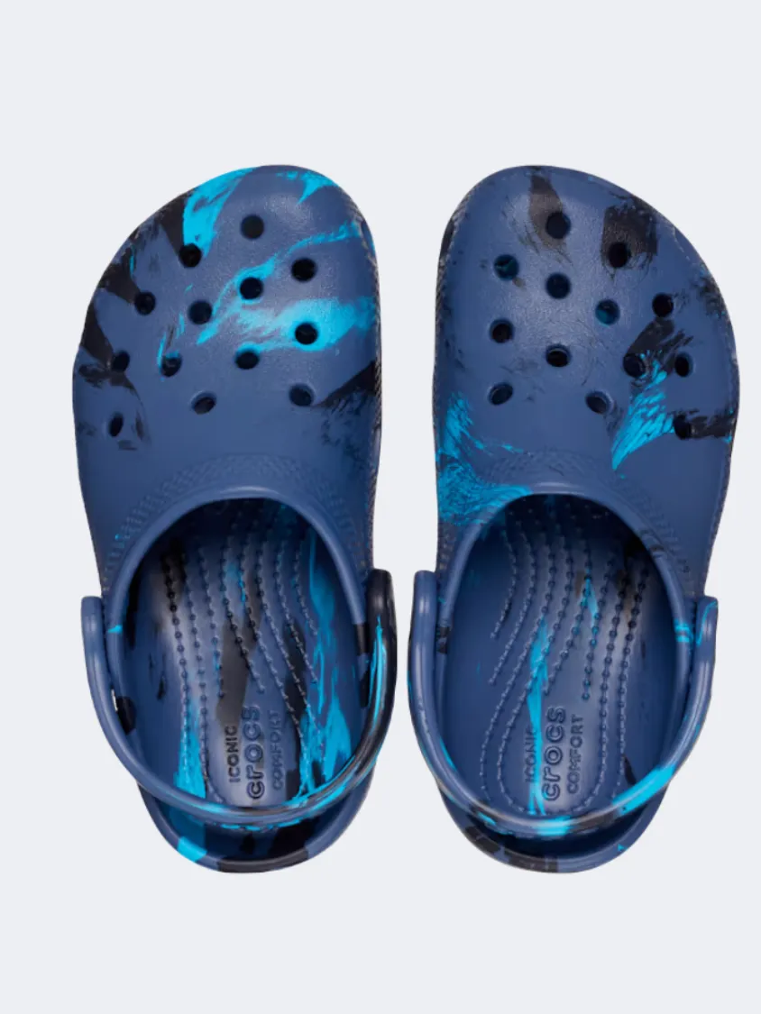 Crocs Classic Marbled Clog Kids Lifestyle Slippers Navy/Multi