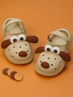 Delightful Puppy Design Clogs for Boys- Beige