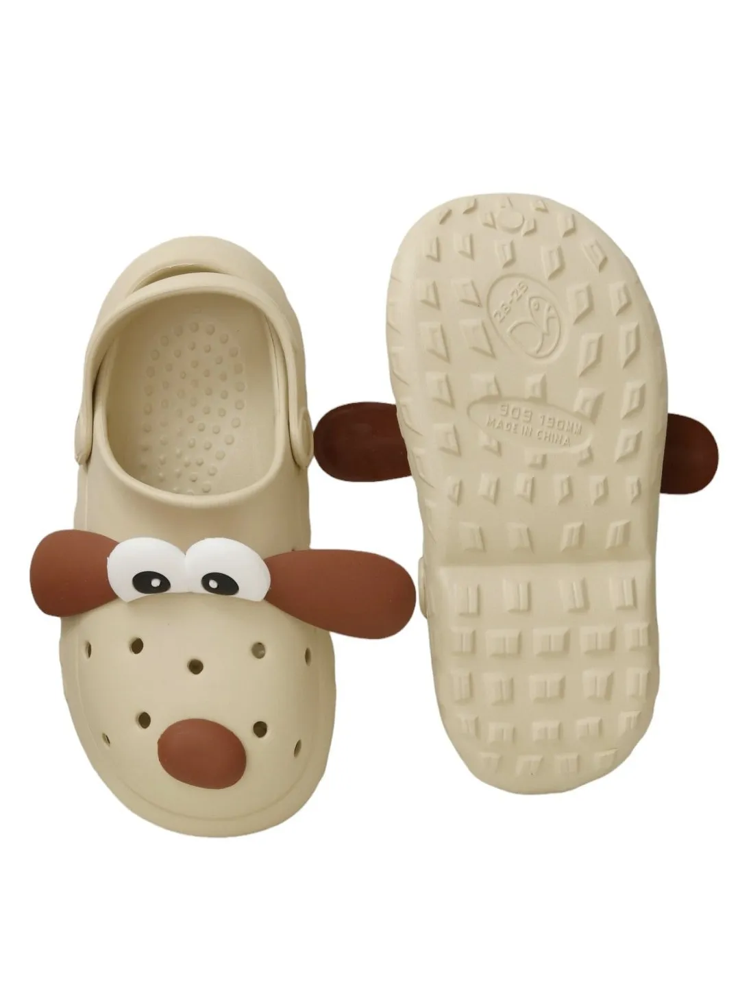 Delightful Puppy Design Clogs for Boys- Beige