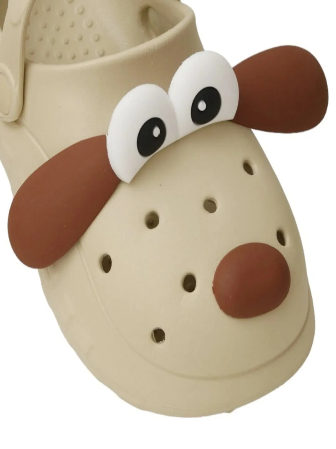 Delightful Puppy Design Clogs for Boys- Beige
