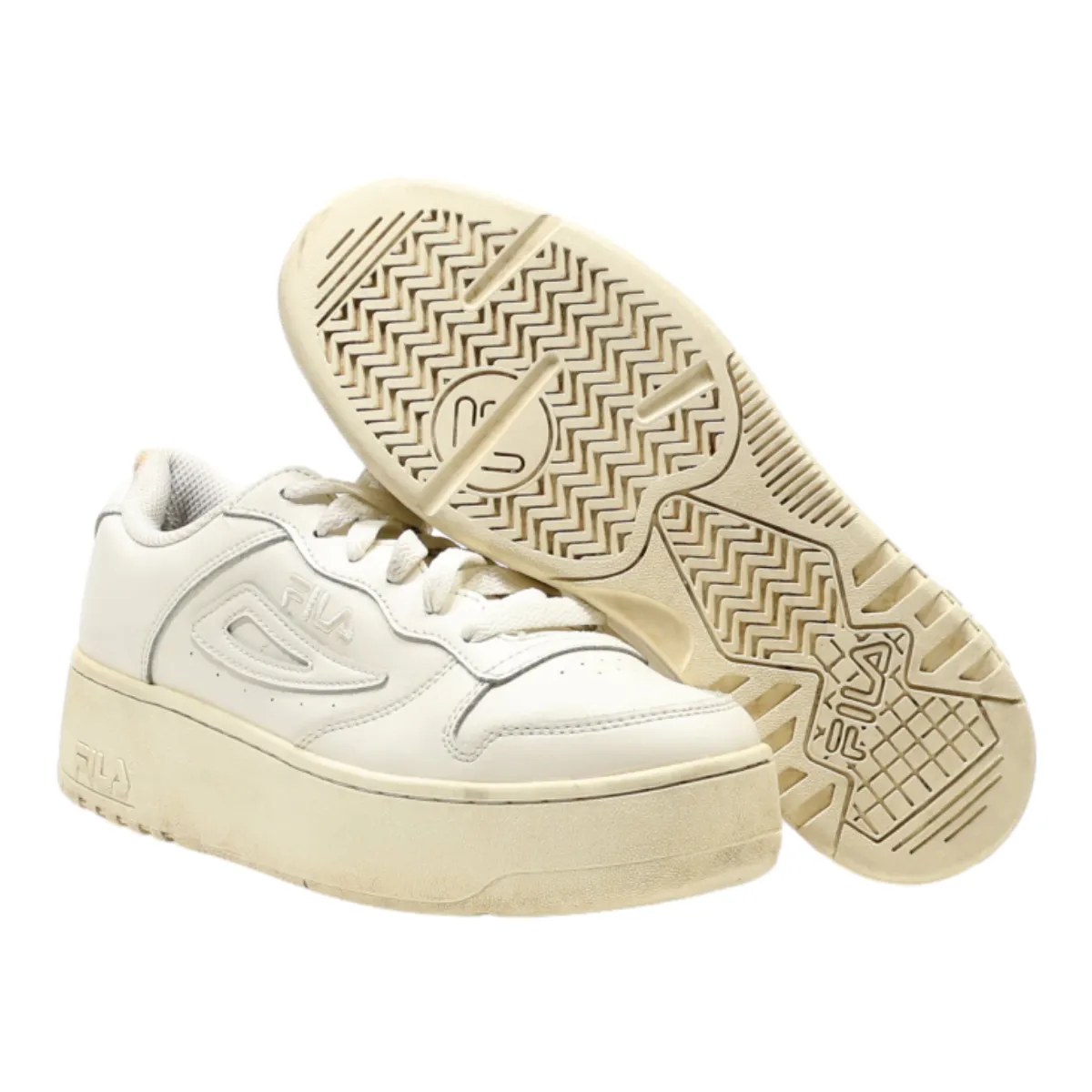 FILA Platform Trainers White Leather Womens UK 4.5