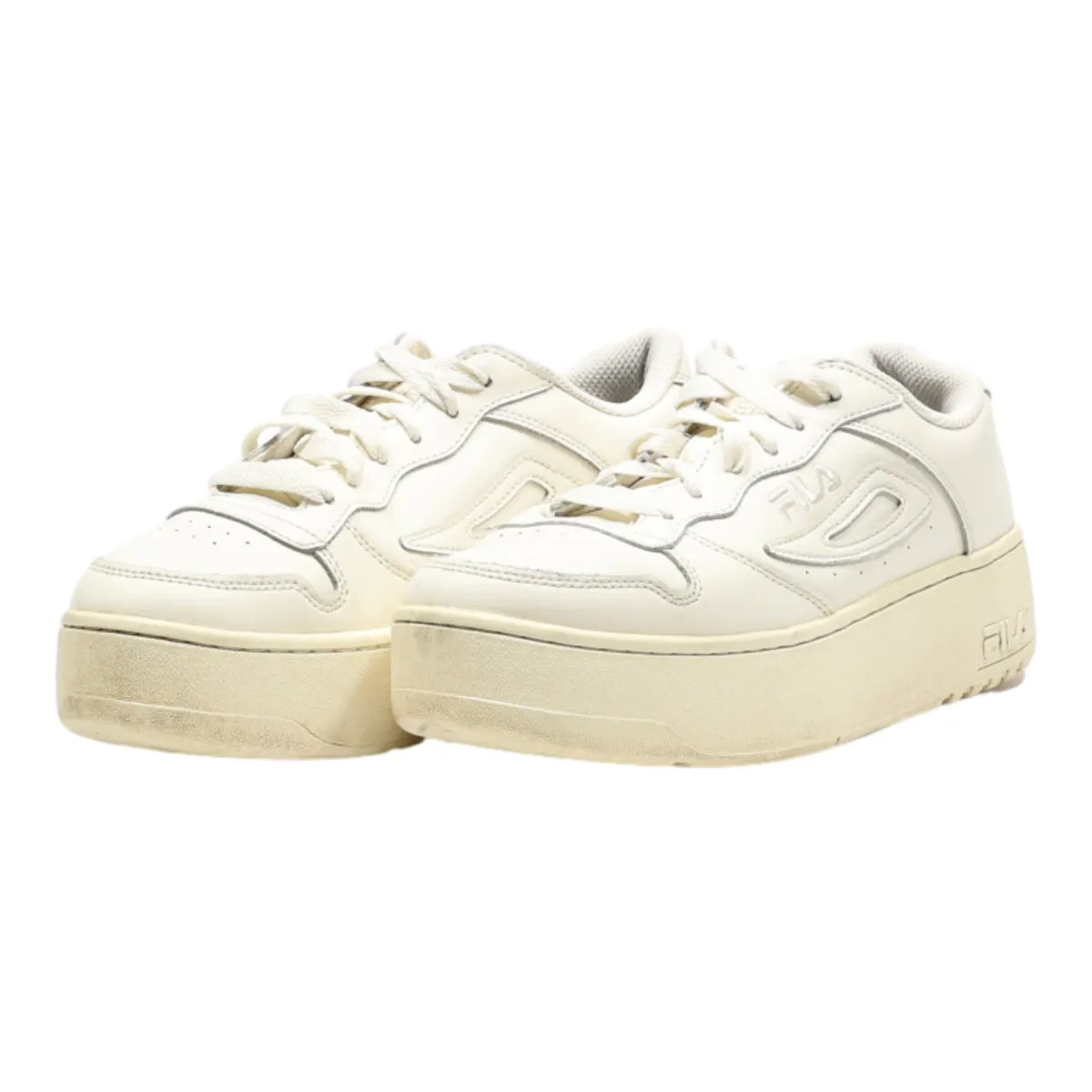 FILA Platform Trainers White Leather Womens UK 4.5