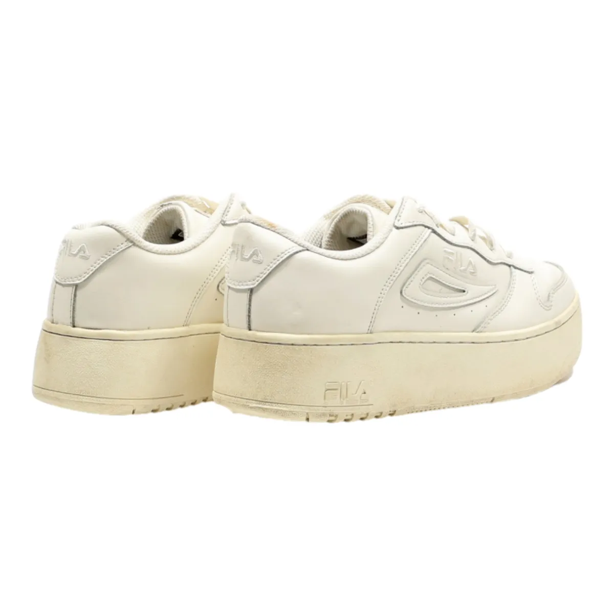 FILA Platform Trainers White Leather Womens UK 4.5