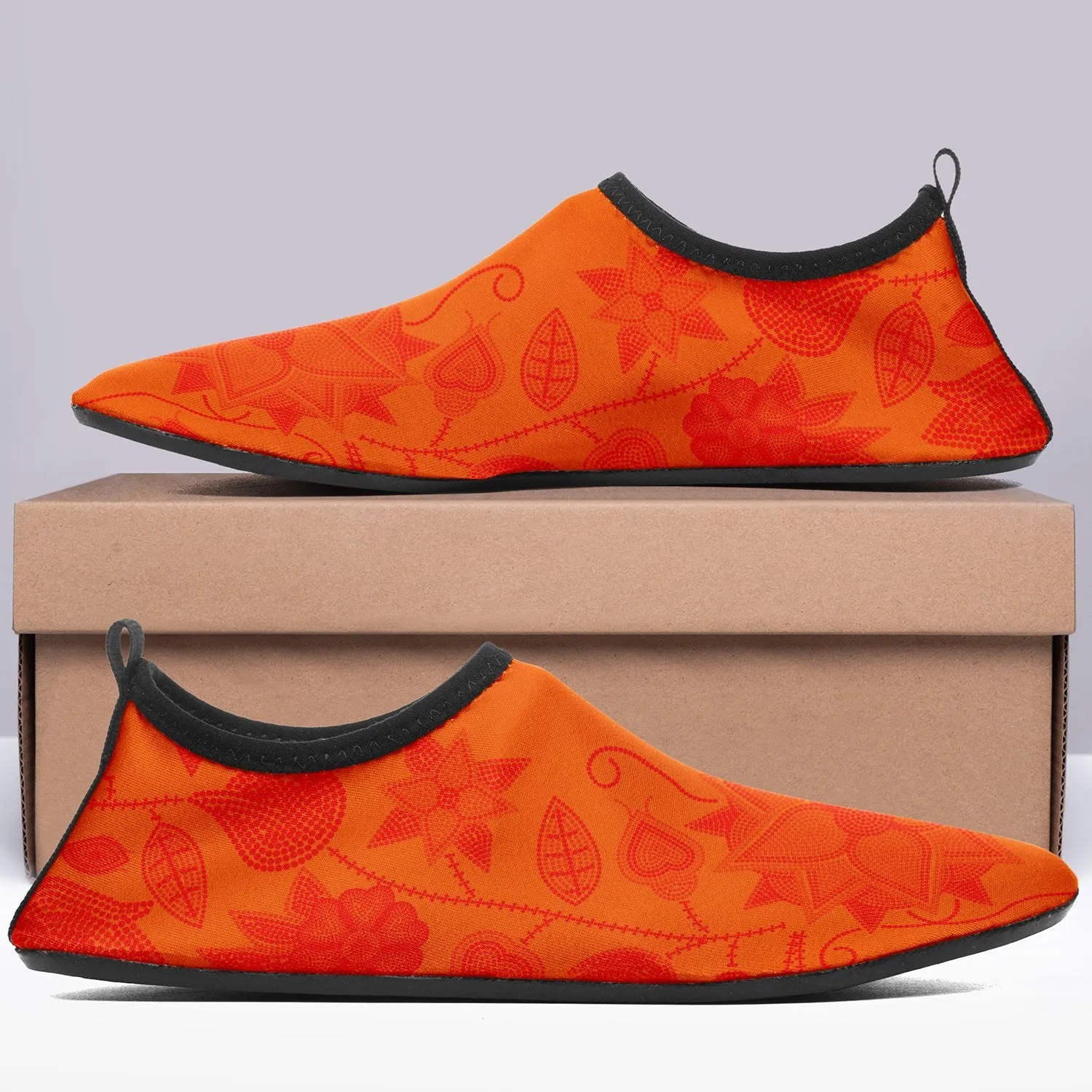 Floral Beadwork Real Orange Sockamoccs