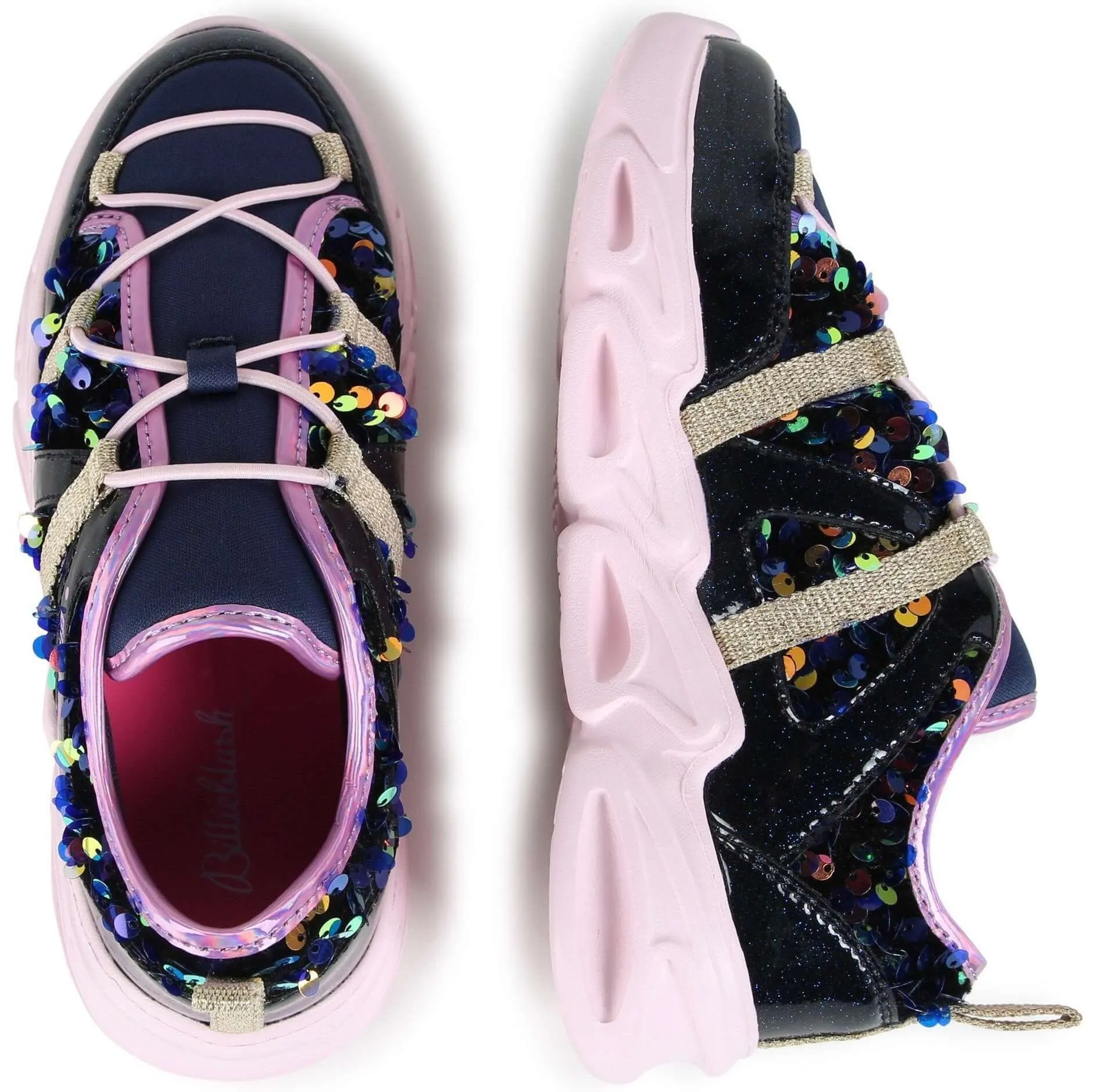 Girls Navy Sequin Trainers
