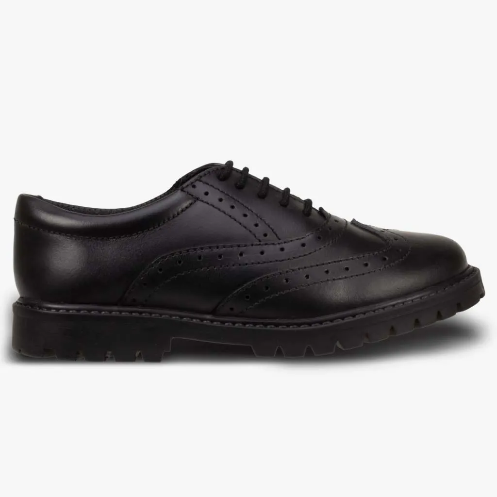 Girls Term Sophia Black Brogue School Shoes
