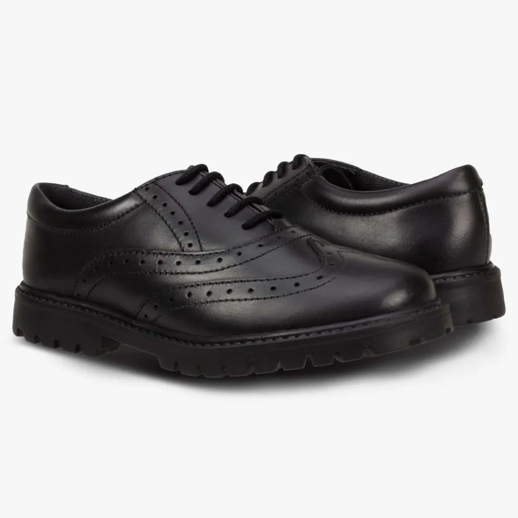 Girls Term Sophia Black Brogue School Shoes