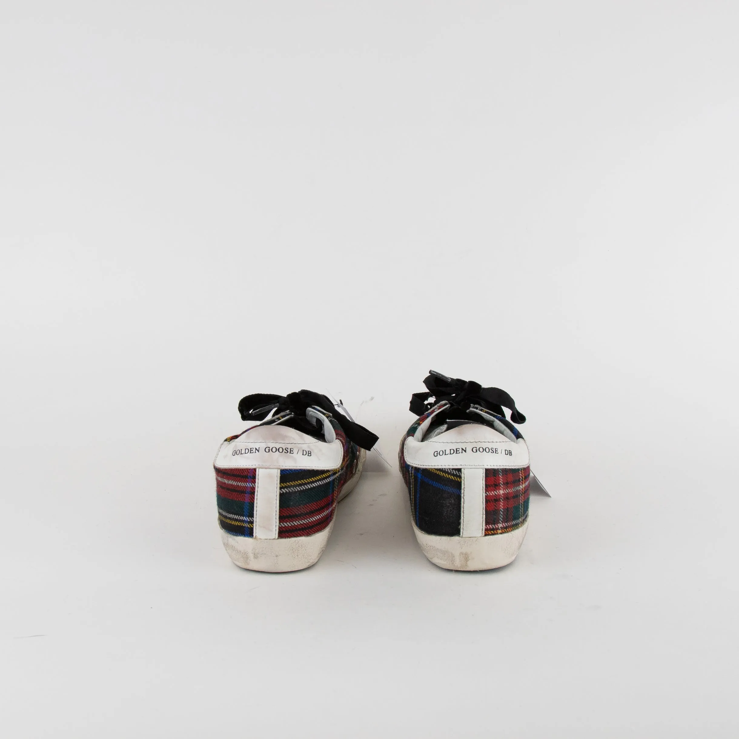 Golden Goose White Red Blue Tartan Pattern Trainers