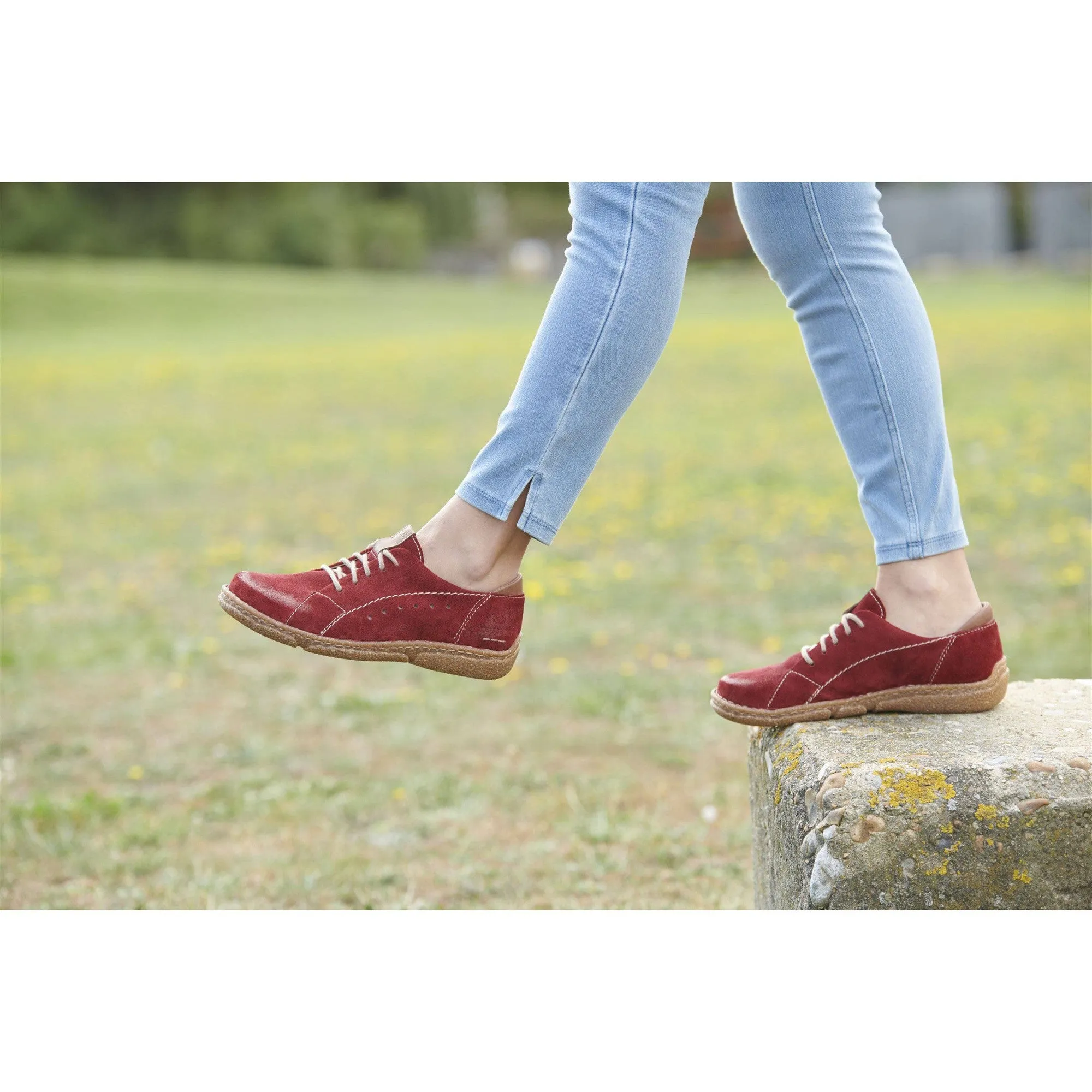 Josef Seibel Neele 67 Ladies Red Combi Leather Arch Support Lace Up Shoes