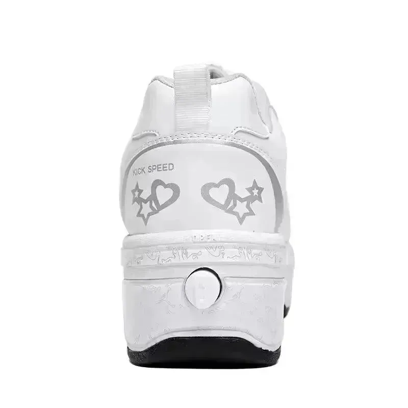 Kick Speed Four-Wheel 2 in 1 Deformation Roller Skate Shoes
