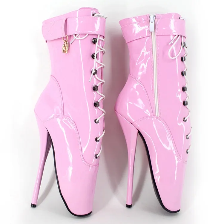 Lace-Up Black Ballet Boots with Super High Spike Heels and Pointed Toes