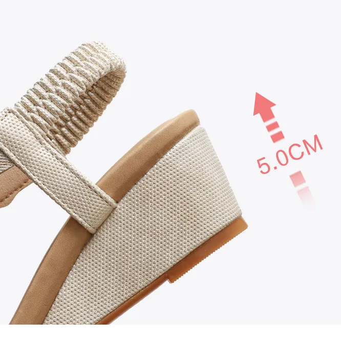 Large Size Rhinestones Lightweight Casual Wedge Heel Sandals Shoes