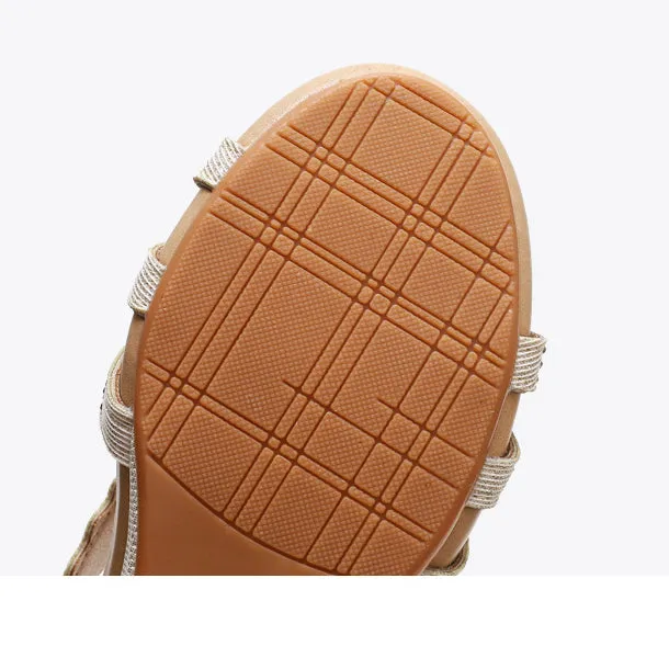Large Size Rhinestones Lightweight Casual Wedge Heel Sandals Shoes