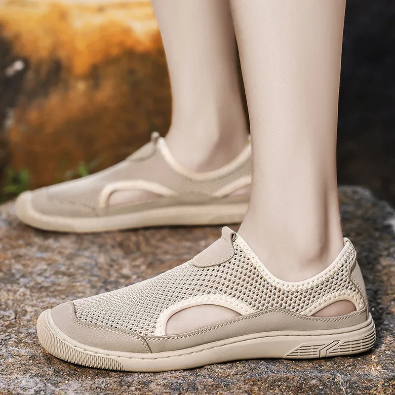 Lightweight Mesh Slip-On Athletic Shoes with Ventilation Panels