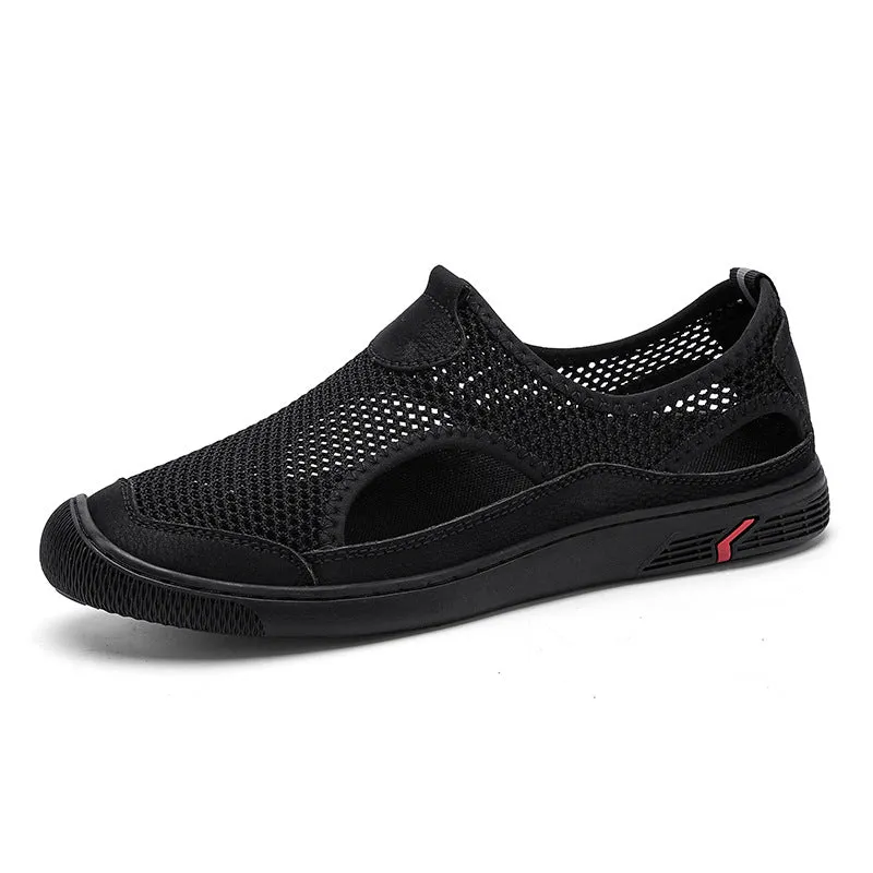 Lightweight Mesh Slip-On Athletic Shoes with Ventilation Panels