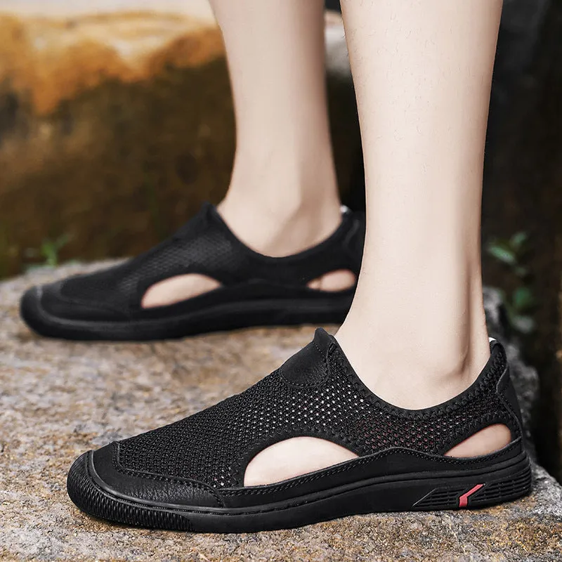 Lightweight Mesh Slip-On Athletic Shoes with Ventilation Panels