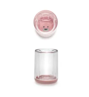 Melii Double-Walled Pink Bear Cup for Kids - Adorable Suspended Bear Shape, Optical Illusion Fun, BPA-Free, Easy-Clean, Perfect for Water, Smoothies, Milk, and Juice