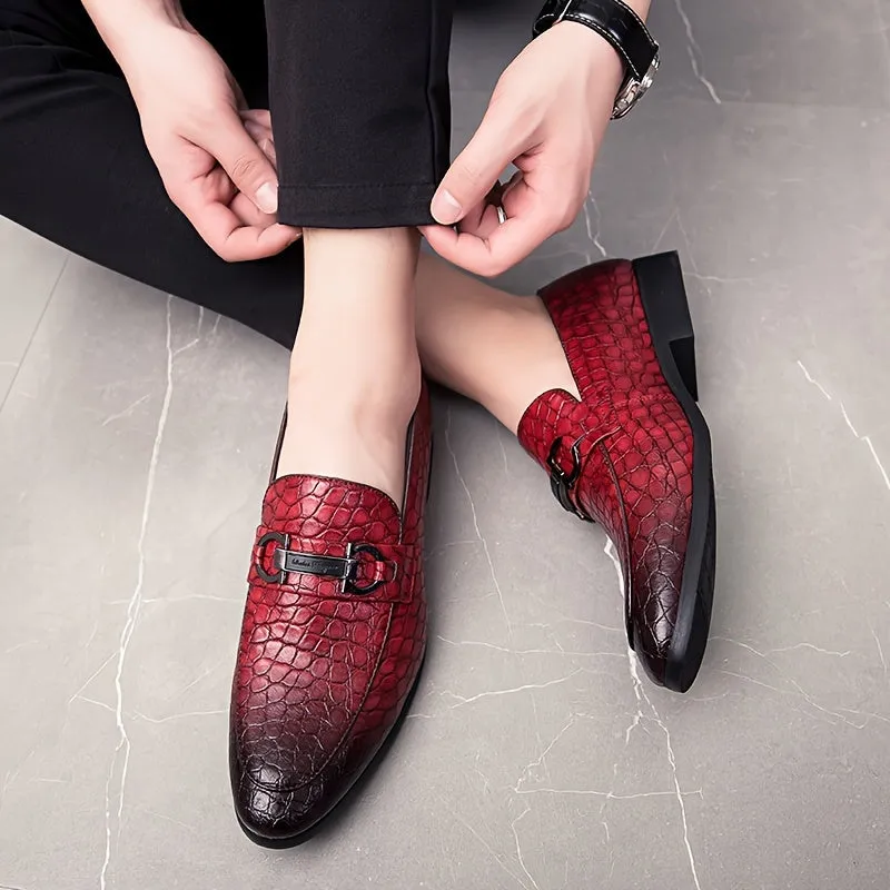 Men's Elegant British Style Casual SlipOn Oxfords Dress Shoes | Red Black Or Brown