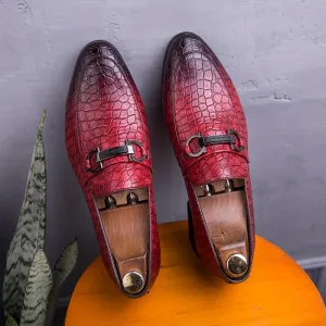 Men's Elegant British Style Casual SlipOn Oxfords Dress Shoes | Red Black Or Brown
