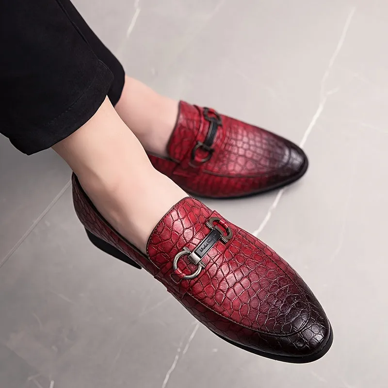 Men's Elegant British Style Casual SlipOn Oxfords Dress Shoes | Red Black Or Brown