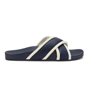 OluKai Ani Slide Sandal Mood Indigo/White Sand